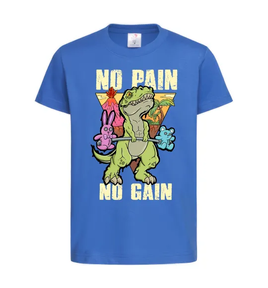 Детская футболка No pain no gain Dino Ярко-синий фото