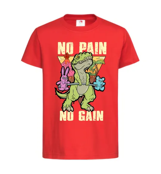 Детская футболка No pain no gain Dino Красный фото