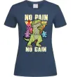 Жіноча футболка No pain no gain Dino Темно-синій фото