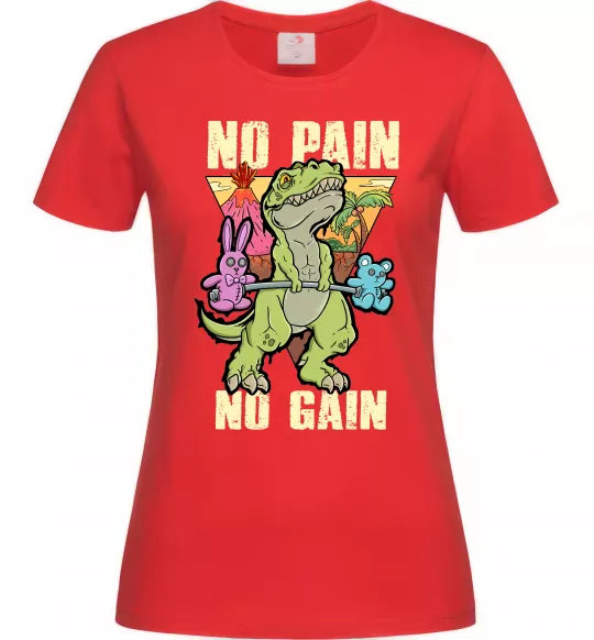 Жіноча футболка No pain no gain Dino Червоний фото