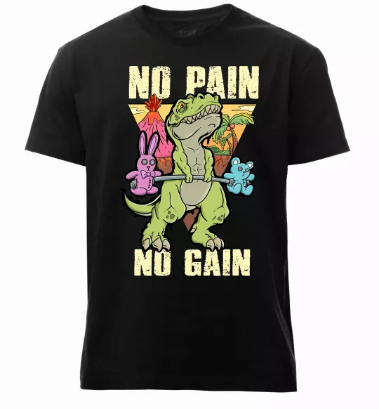 Мужская премиум футболка No pain no gain Dino Черный фото