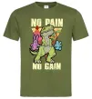 Мужская футболка No pain no gain Dino Оливковый фото