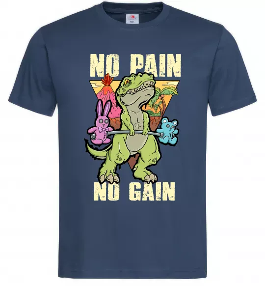 Мужская футболка No pain no gain Dino Темно-синий фото