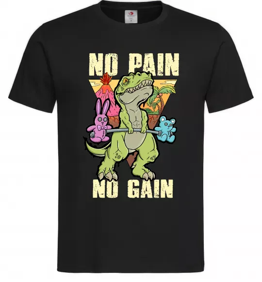 Мужская футболка No pain no gain Dino Черный фото