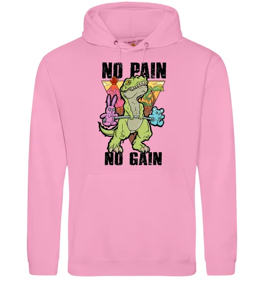Мужская толстовка (худи) No pain no gain Dino Розовый фото