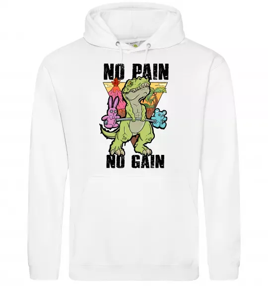Женская толстовка (худи) No pain no gain Dino Белый фото