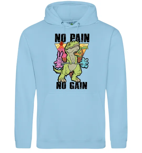 Жіноча толстовка (худі) No pain no gain Dino Блакитний фото