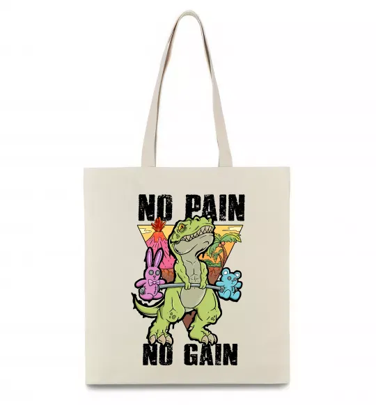 Еко-сумка No pain no gain Dino Бежевий фото