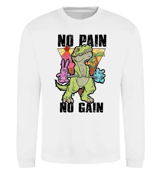 Світшот No pain no gain Dino Білий фото