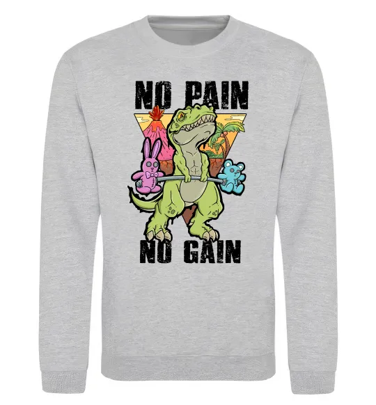 Світшот No pain no gain Dino Сірий меланж фото