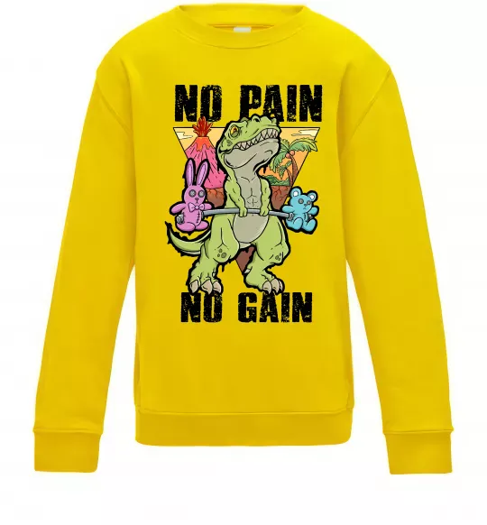 Детский Свитшот No pain no gain Dino Солнечно желтый фото