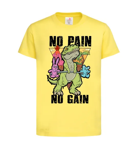 Детская футболка No pain no gain Dino Лимонный фото
