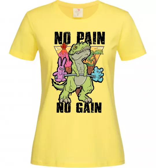 Жіноча футболка No pain no gain Dino Лимонний фото