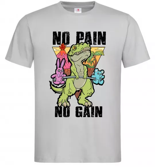 Мужская футболка No pain no gain Dino Серый фото