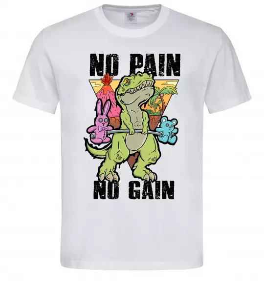 Мужская футболка No pain no gain Dino Белый фото