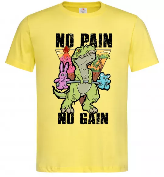 Мужская футболка No pain no gain Dino Лимонный фото