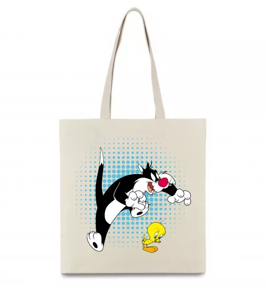 Эко-сумка Сильвестр та Твіті Бежевый фото