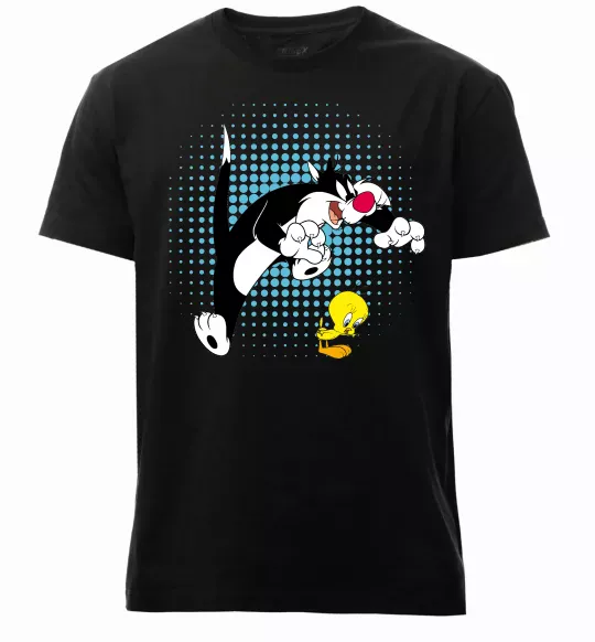 Мужская премиум футболка Сильвестр та Твіті Черный фото