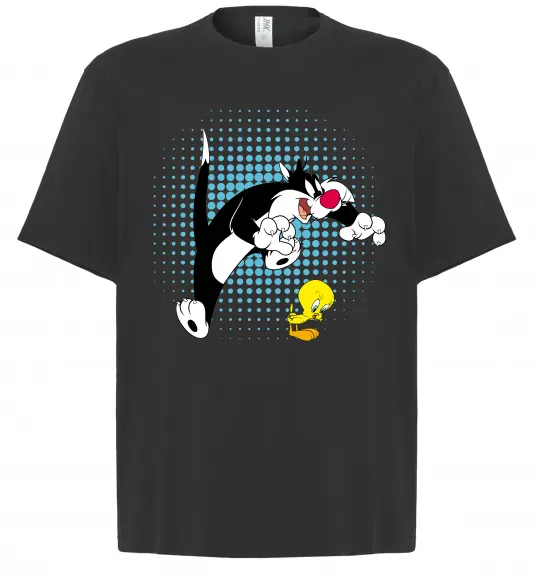 Футболка Оверсайз Сильвестр та Твіті Черный фото