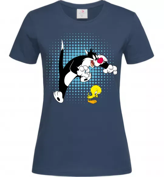 Женская футболка Сильвестр та Твіті Темно-синий фото