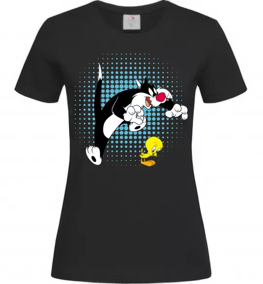 Женская футболка Сильвестр та Твіті Черный фото