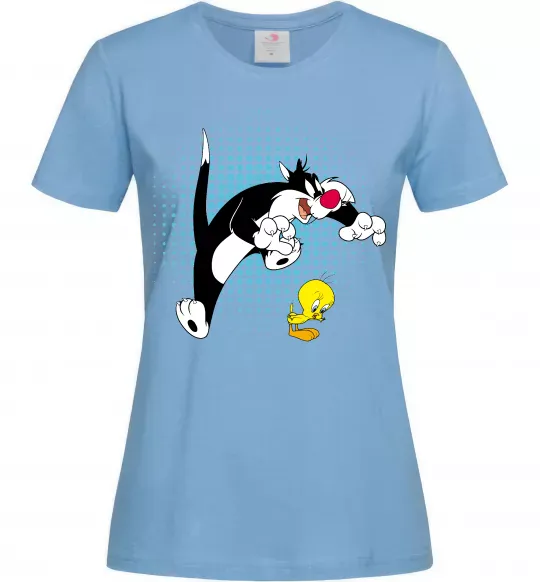 Женская футболка Сильвестр та Твіті Голубой фото