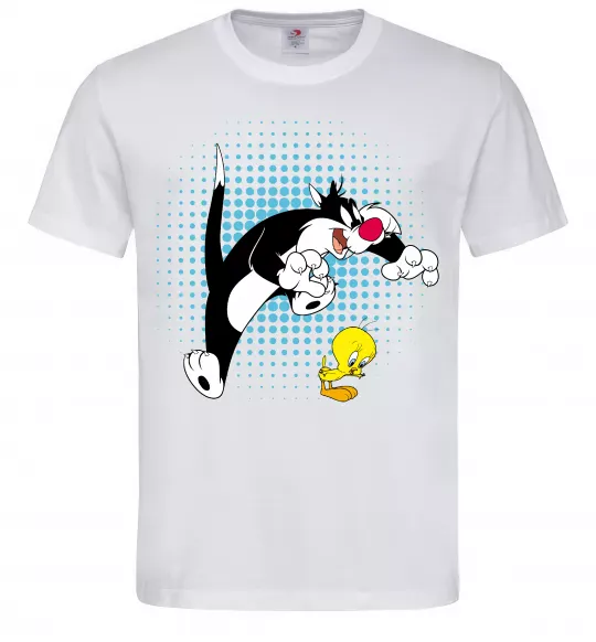 Мужская футболка Сильвестр та Твіті Белый фото