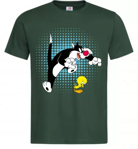 Мужская футболка Сильвестр та Твіті Темно-зеленый фото