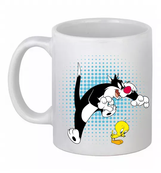 Чашка керамическая Сильвестр та Твіті Белый фото