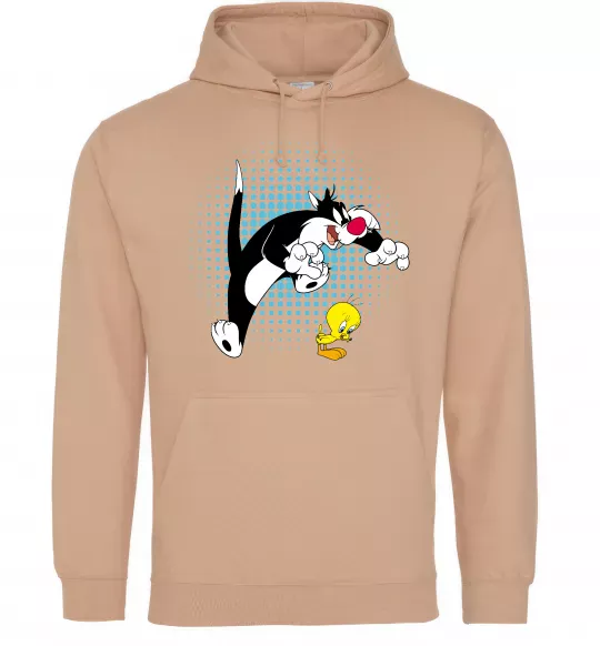 Женская толстовка (худи) Сильвестр та Твіті Песочный фото