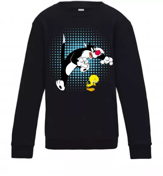 Детский Свитшот Сильвестр та Твіті Черный фото