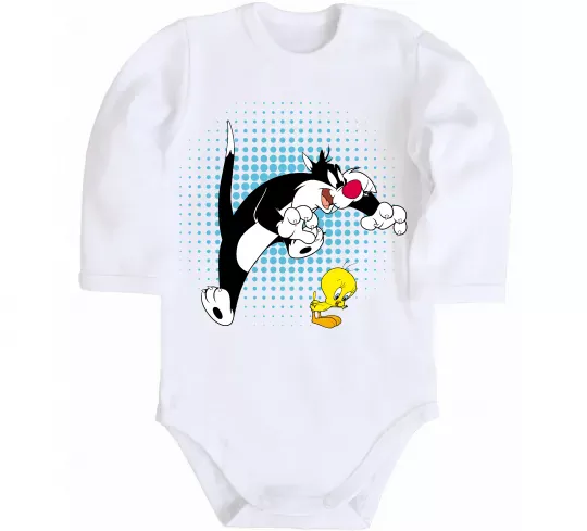 Детский боди Сильвестр та Твіті Белый фото