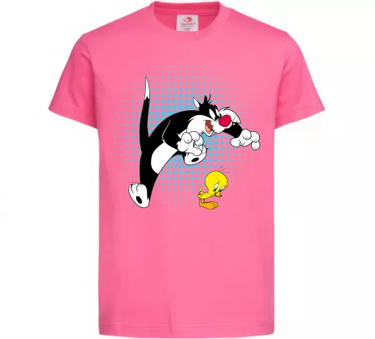 Детская футболка Сильвестр та Твіті Ярко-розовый фото