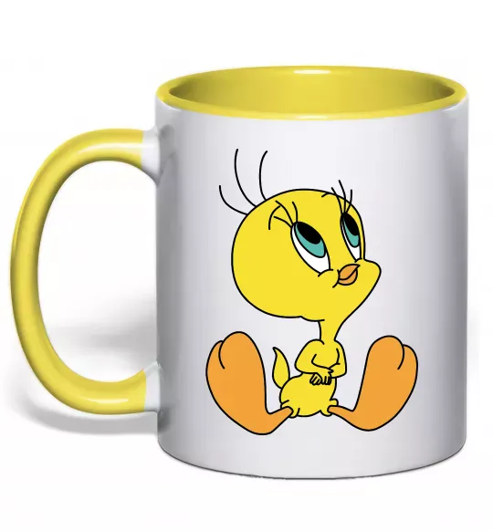 Чашка з кольоровою ручкою Пташка Твіті Сонячно жовтий фото