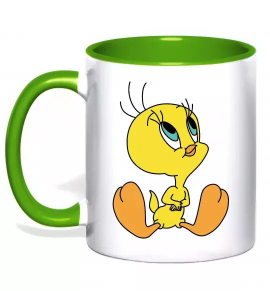 Чашка з кольоровою ручкою Пташка Твіті Зелений фото