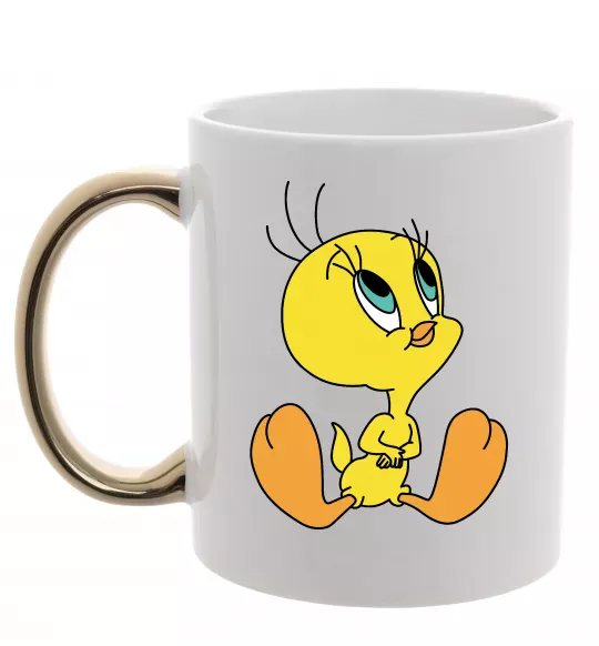 Чашка з кольоровою ручкою Пташка Твіті Золото фото