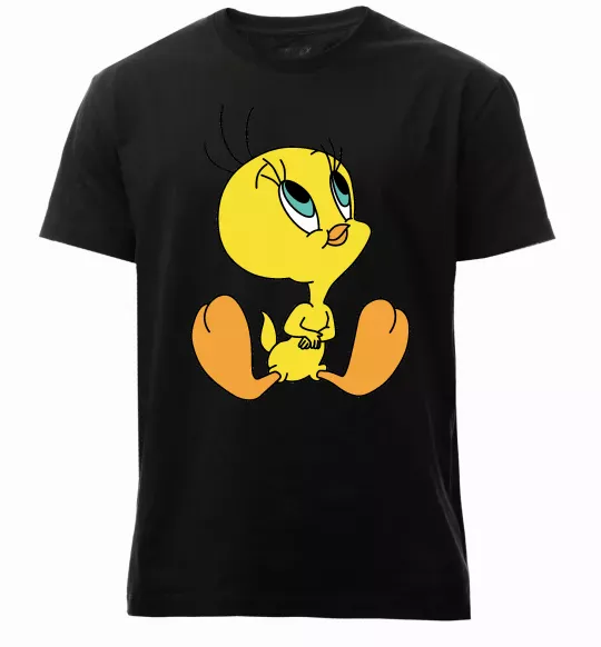 Мужская премиум футболка Пташка Твіті Черный фото