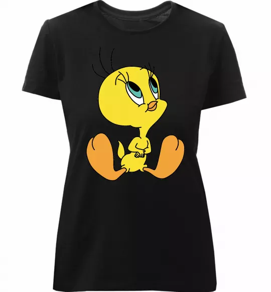 Женская премиум футболка Пташка Твіті Черный фото