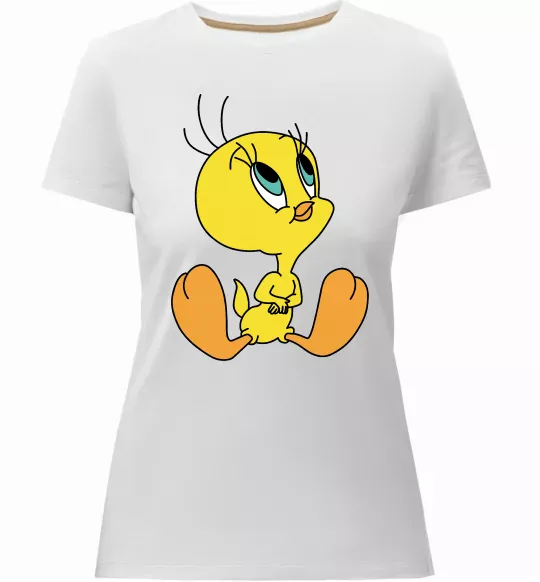 Женская премиум футболка Пташка Твіті Белый фото