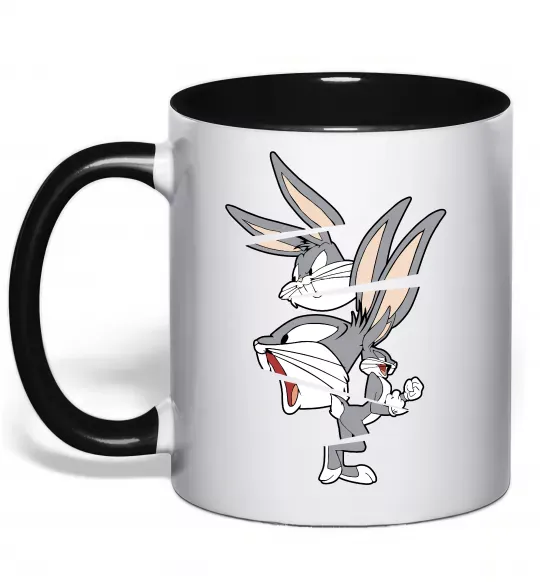 Чашка с цветной ручкой Багс Банні Черный фото