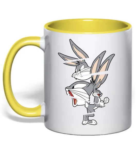 Чашка с цветной ручкой Багс Банні Лимонный фото