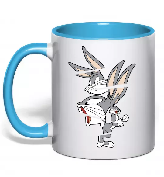 Чашка с цветной ручкой Багс Банні Голубой фото