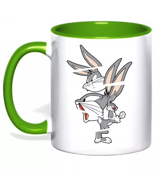 Чашка с цветной ручкой Багс Банні Зеленый фото