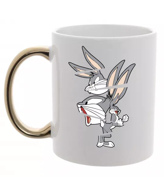 Чашка с цветной ручкой Багс Банні Золото фото