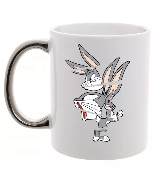 Чашка с цветной ручкой Багс Банні Серебро фото