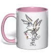 Чашка с цветной ручкой Багс Банні Нежно розовый фото