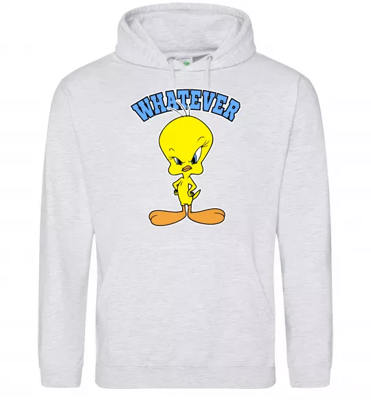 Женская толстовка (худи) Tweety whatever Серый меланж фото