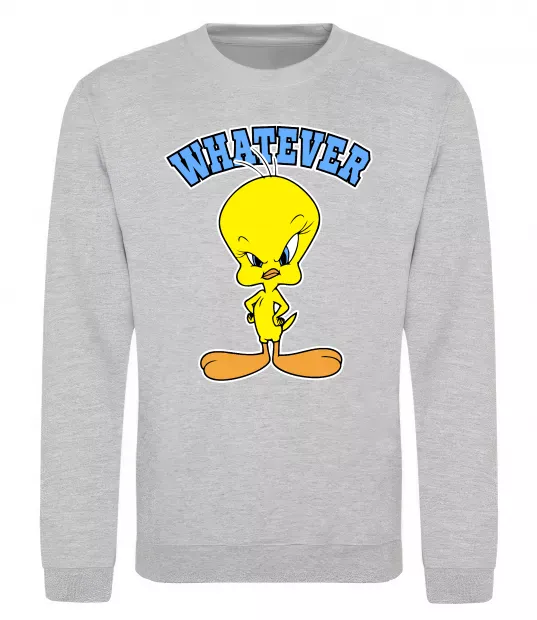 Свитшот Tweety whatever Серый меланж фото