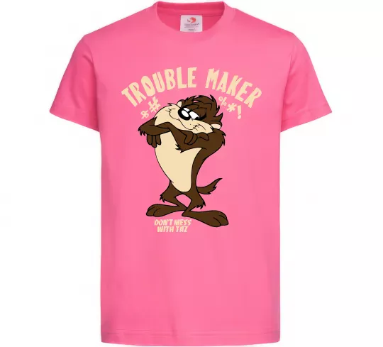 Детская футболка Trouble maker Taz Ярко-розовый фото