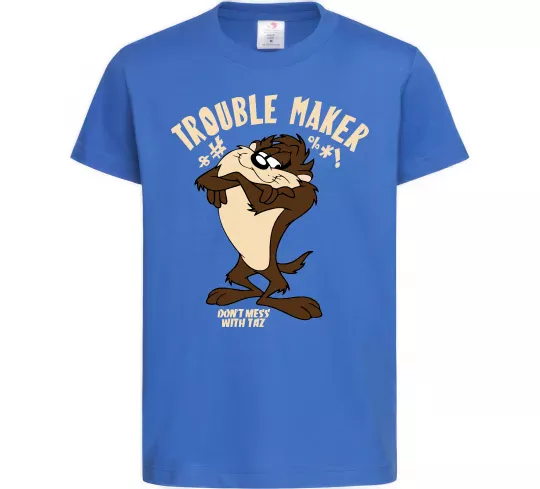 Детская футболка Trouble maker Taz Ярко-синий фото